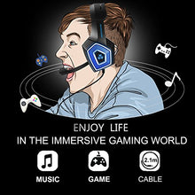 Load image into Gallery viewer, Gaming Headset with Mic LED Light On Ear Gaming Headphone PS4,3.5mm Wired Gaming Headset for PC Mac Laptop Gamer Headphone (Blue)