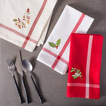 Load image into Gallery viewer, DII Embroidered Corner Christmas & Holiday Tabletop Collection, Napkin Set, Mistletoe 6 Piece