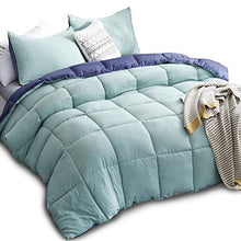 Load image into Gallery viewer, KASENTEX All Season Down Alternative Quilted Comforter Set Reversible Ultra Soft Duvet Insert Hypoallergenic Machine Washable, King, Turquoise Sea Green/Twilight Blue