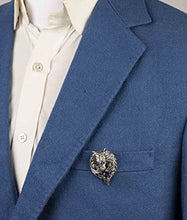 Load image into Gallery viewer, A N KINGPiiN Silver Fox With Blue Stone Lapel Pin Badge Coat Suit Wedding Gift Party Shirt Collar Accessories Brooch for Men ,A07