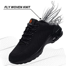 Load image into Gallery viewer, FENLERN Steel Toe Shoes Women Lightweight Air Cushion Safety Sneakers Comfortable Slip Resistant Work Sneakers Safety Toe Tennis Shoes Indestructible Shoe(10.5 Wide, Black)