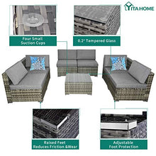 Load image into Gallery viewer, YITAHOME 7 Piece Outdoor Patio Furniture Sets, Garden Conversation Wicker Sofa Set, and Patio Sectional Furniture Sofa Set with Coffee Table and Cushion for Lawn, Backyard, and Poolside