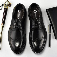 Load image into Gallery viewer, Cmaocv Men's Hybrid Brogue Oxford Wing Tip Leather Lace-Up Dress Business Derby Shoes Black 12 M US 47