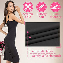 Load image into Gallery viewer, MANCYFIT Full Slip Dress for Women Spaghetti Strap Under Cami Slit Soft Sleeveless Nightgowns Black X-Large