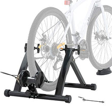Load image into Gallery viewer, Walmann Bike Trainer Stand Portable Indoor Stationary Bicycle Exercise Magnetic Resistance with Front Wheel Riser Block and 6 Variable Speed Level, Quick Release - for Road & Mountain Bikes