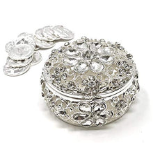 Load image into Gallery viewer, Wedding Unity Coins - Arras de Boda - Round Shaped Flower Box with Decorative Rhinestone Crystals 16 (Silver)