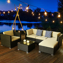 Load image into Gallery viewer, YITAHOME 6 Pieces Outdoor Conversation Set Patio Furniture Manual Weaving Wicker Outside Sectional Sofa PE Rattan Couch with Ottoman, Table and Cushions for Porch Lawn Garden Backyard, Black