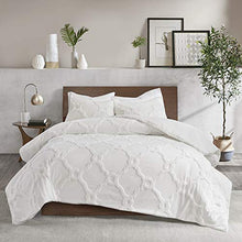 Load image into Gallery viewer, Madison Park Tufted Chenille 100% Cotton Duvet Modern Luxe All Season Comforter Cover Bed Set with Matching Shams, King/California King (104 in x 92 in), Pacey, Ogee Off White