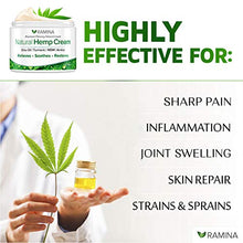 Load image into Gallery viewer, Ramina Natural Hemp Extract Pain Relief Cream - Made in USA - Potent Turmeric, MSM & Arnica - Relieves Inflammation, Muscle, Joint, Back, Knee, Nerves & Arthritis Pain - Non-GMO - 2 fl. oz