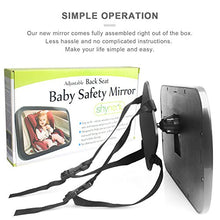 Load image into Gallery viewer, Shynerk Baby Car Mirror, Safety Car Seat Mirror for Rear Facing Infant with Wide Crystal Clear View, Shatterproof, Fully Assembled, Crash Tested and Certified