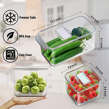 Load image into Gallery viewer, WAVELUX Produce Saver Containers for Refrigerator, Food Fruit Vegetables storage, 3 Pcs Stackable Freezer Fridge Organizer, Fresh Keeper Drawer Bin Basket with Vented Lids & Removable Drain Tray