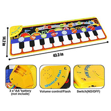Load image into Gallery viewer, RenFox Kids Musical Mats, Music Piano Keyboard Dance Floor Mat Carpet Animal Blanket Touch Playmat Early Education Toys for Baby Girls Boys(43.3x14.2in)