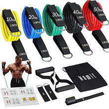 Load image into Gallery viewer, Komit Heavy Duty Resistance Bands Exercise Set (11pcs) 150lbs of Training Weight for Easy at Home Fitness Workout, Physical Therapy, and Fat Burning