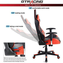 Load image into Gallery viewer, GTRACING Gaming Chair Racing Office Computer Game Chair Ergonomic Backrest and Seat Height Adjustment Recliner Swivel Rocker with Headrest and Lumbar Pillow E-Sports Chair Red