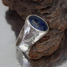 Load image into Gallery viewer, Bold Collection By Omer Large Lapis Men's Ring Handmade 925 Sterling Silver