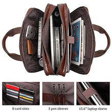 Load image into Gallery viewer, Augus Genuine Leather Mens Briefcase businessTravel Bags 15.6 Inch Laptop Bag YKK Zipper, Coffee