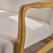 Load image into Gallery viewer, Christopher Knight Home Isaac Mid Century Modern Fabric Arm Chair, Ivory, Walnut