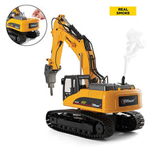 Load image into Gallery viewer, Top Race 23 Channel Hobby Remote Control Excavator, V4, Construction Vehicle RC Tractor, Full Metal Excavator Toy, Carries 180 Lbs, Diggs 1.1 Lbs Per Cubic Inch, Real Smoke, Use With our RC Dump Truck