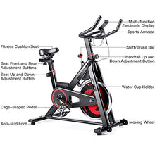 Load image into Gallery viewer, GYMAX Magnetic Exercise Bike, Indoor Stationary Cycling Bike, Noise-free Smooth Exercise Bike with LCD Monitor for Home Gym Cardio Workout (Black & Red)