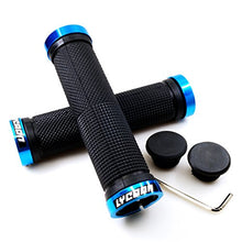 Load image into Gallery viewer, LYCAON Bike Handlebar Grips, Non-Slip-Rubber Adjustable Bicycle Handle Grip with Aluminum Lock, Bike Grips for Mountain Road Foldable Bike MTB BMX with End Caps (Blue, General End Caps)