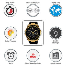 Load image into Gallery viewer, Casio G-Shock G-STEEL Series Solar Powered World Time Analog Digital Gold Black Resin Watch, GSTS100G-1A