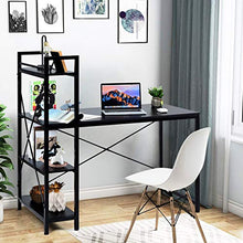 Load image into Gallery viewer, Tangkula Tower Computer Desk with 4 Tier Shelves, Study Writing Table with Storage Bookshelves, Modern Compact Home Office Workstation, 47.5" Tower PC with Steel Frame & Adjustabe Feet Pad