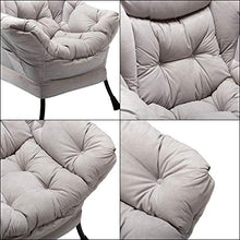Load image into Gallery viewer, HollyHOME Modern Fabric Lazy Chair, Accent Contemporary Lounge Chair, Single Steel Frame Leisure Sofa Chair with Armrests and A Side Pocket, Grey