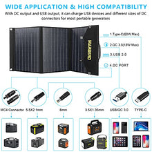 Load image into Gallery viewer, MARBERO 60W Foldable Solar Panel Battery Charger for Portable Power Station Solar Generator, Smartphone, Tablet, Laptop QC3.0/PD 60W USB Port DC Output(10 Changeable Adapters) for Home Camping