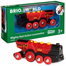 Load image into Gallery viewer, BRIO World 33592 Mighty Red Action Locomotive | Battery Operated Toy Train With Light and Sound Effects for Kids Age 3 and Up