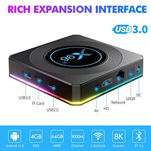 Load image into Gallery viewer, Android TV Box 11.0, X96 X4 Android 11 TV Box 4GB RAM 64GB ROM Amlogic S905X4 Quad-Core 64bits with Wireless Keyboard, 1000M LAN Dual-WiFi 2.4G/5G Android Box with 8K/6K/AV1/3D/USB 3.0/BT 4.2
