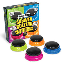 Load image into Gallery viewer, Learning Resources Recordable Answer Buzzers, Personalized Sound Buzzer, Recordable Buttons, Perfect for Game Nights, Set of 4, Ages 3+