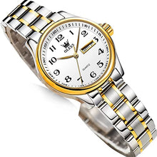 Load image into Gallery viewer, Small Dial Silver and Gold Watches for Women,Fashion Ladies Day and Date Watch,Stainless Steel Lady Wristwatch Large Number,OLEVS Waterproof Woman Watches Two Tone Dress Female Watch relojes de Mujer