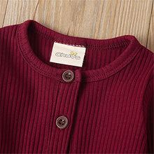 Load image into Gallery viewer, Newborn Baby Girls Boys Long Sleeve Romper Bodysuit Solid Color Jumpsuit with Bottons Outfit Clothes (Purplish red, 6-9 Months)