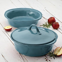 Load image into Gallery viewer, Rachael Ray Cucina Casserole Dish Set with Lid, 3 Piece, Agave Blue