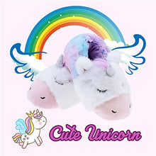 Load image into Gallery viewer, LseLom Unicorn Slipper for Toddler Girls Little Kid Fuzzy Memory Foam Anti Slip Animal House Slide US 8 Toddler Purple