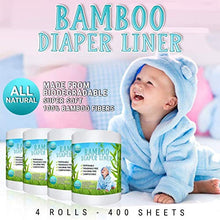 Load image into Gallery viewer, Disposable Cloth Bamboo Diaper Liners – Eco-Friendly, Fragrance Free & Chlorine Free, Flushable Biodegradable Reusable Liners for Cloth Diaper 100 Sheets per roll