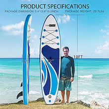 Load image into Gallery viewer, VIVOHOME 10FT 32 Inch Width Inflatable Stand Up Paddle Board with Premium SUP Accessories Backpack Leash Paddle Bottom Fin Waterproof Bag Anti Slip Deck Surfboard for Adults Youth 330Lbs (Blue)