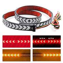 Load image into Gallery viewer, Chemini 60" LED Tailgate Light Bar Amber Leather Arrow Truck Tail Light Strip Double Flash Light Drillless Installation for Lorry Truck Pickup Truck Light Brake Lights Turn Signals Light