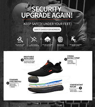 Load image into Gallery viewer, ulogu Steel Toe Sneakers for Men Women Breathable and Lightweight Safety Construction Work Shoes Black/Red