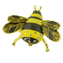 Load image into Gallery viewer, echomerx Bumblebee Bejeweled Hinged Trinket Box Bee Gold, Keepsake Pill Box and Decor