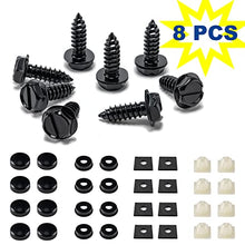Load image into Gallery viewer, License Plate Screws - Black, 8 Pcs Stainless Steel Fastener Kit, for Securing License Plates Frames or Covers on Cars, Trucks, SUVs (Black)