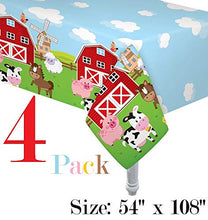 Load image into Gallery viewer, 4 Pack Table Cover Farm House Fun Barnyard Animals Party Table Cloth Farm Animal Barn Themed Party Supplies Tablecover
