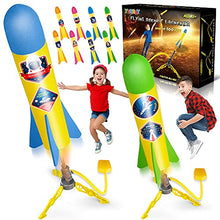 Load image into Gallery viewer, YEEBAY Rocket Air Launch Toy for Kids Age of 3, 4, 5, 6, 7, 8+ Years Old Boys, Girls, 2 Pack Stomp Launchers & 8 Colorful Foam Rockets, Fun Outdoor Game, Ideal Xmas Birthday Gift