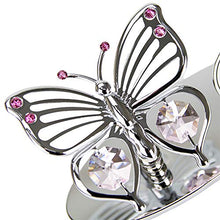 Load image into Gallery viewer, Haysom Interiors Silver Plated Metal Butterfly Best Grandma Ever Ornament with Pink Swarovski Crystal Glass | Beautiful Gift Idea