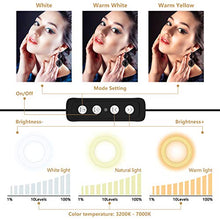 Load image into Gallery viewer, Selvim 10 '' Selfie Ring Light with Tripod & 3 Cellphone Holders for Live Stream/Makeup/Selfie, 128 LED Bulbs 3 Light Modes 10-Level Brightness 360° Rotating, with Bluetooth Remote Control