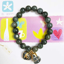 Load image into Gallery viewer, 10 mm Natural Green Jade Round Real Bracelets Bangle for Women Charms with Pendant Love Heart and Lucky Gourd Powerful Thai Pendant Prosperity Success in Life Trade Flourish