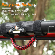 Load image into Gallery viewer, Upgrade Roll Bar Grab Handles with Dome Light for Jeep Gladiator Accessories, Cartaoo Premium Paracord Grips Fit 2.0-4.0 Inch Rods CJ YJ TJ JK JL & Gladiator JT 1945-2021 (Red 2pcs)