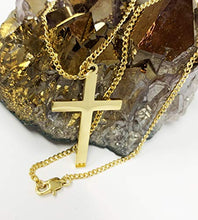 Load image into Gallery viewer, 14K Gold Chain Cross Pendant Necklace for Men, Women w/Real Strong Solid Clasp Miami Cuban Link Style (20)