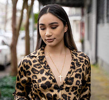 Load image into Gallery viewer, 14K Gold Chain Cross Pendant Necklace for Men, Women w/Real Strong Solid Clasp Miami Cuban Link Style (20)