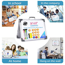 Load image into Gallery viewer, Homemaxs Small White Board Dry Erase Board,White Magnetic Boards Portable Dry Erase Board for Kids and Students Double Sided Foldable Desktop Whiteboard for School Home Kitchen Office 12" x 16"